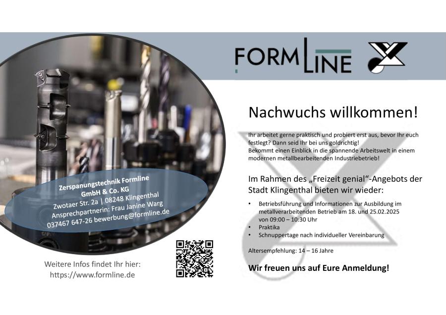 Zerspanungstechnik Formline - Nachwuchs willkommen!